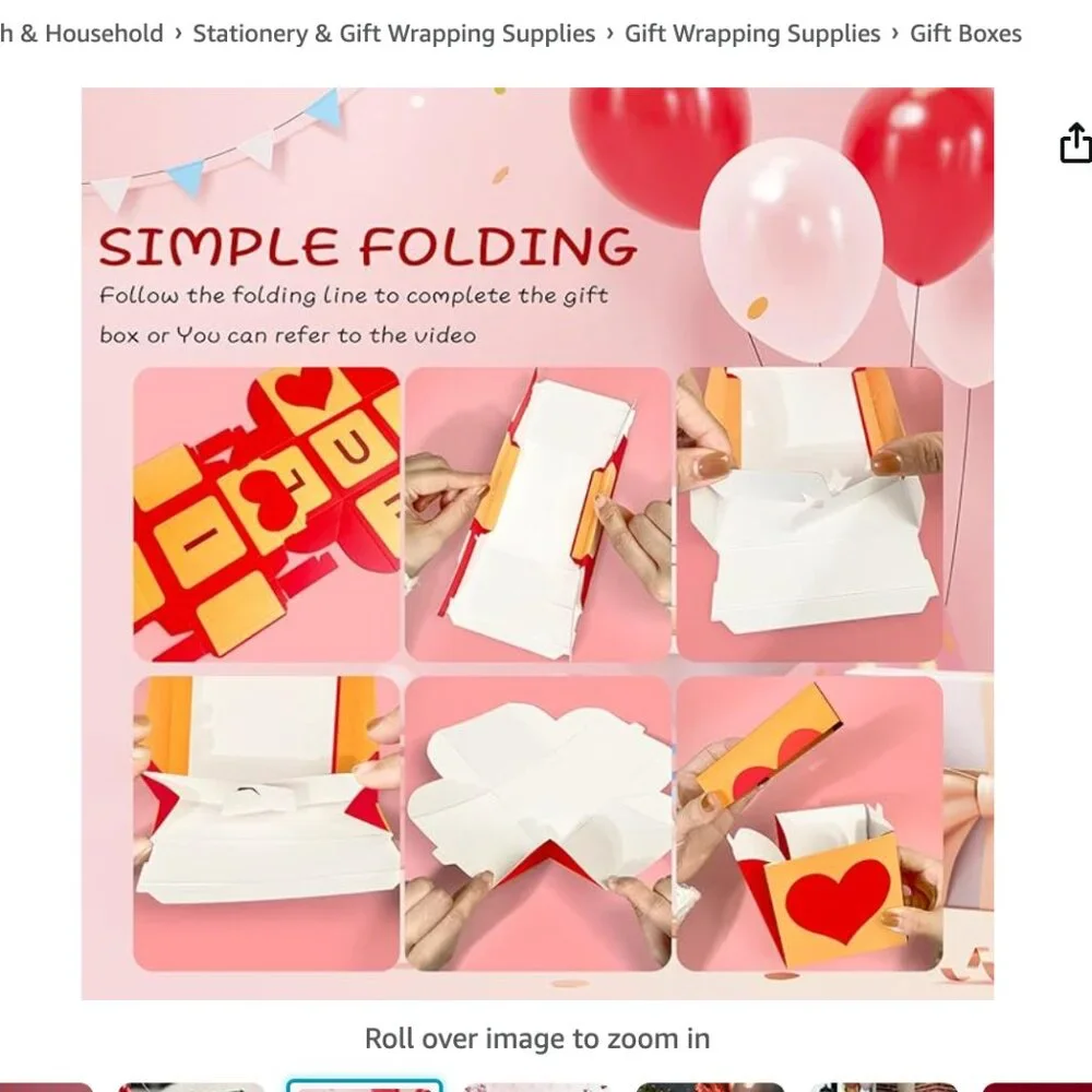 Yvpwt 9 Pcs Valentine's Day Cookie Box, 4”×4”×4”Square Gift Box With Lids, Stack